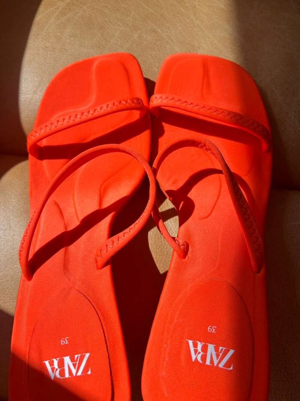 Bright Orange Kitten Heel Sandals